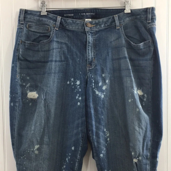Lane Bryant Boyfriend Jeans Womens 22 Medium Bleach Splatter Cotton Distressed‎ - Picture 2 of 13